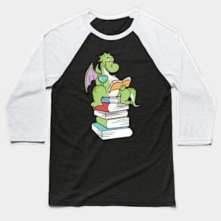 Kawaii Book Dragon Tea Coffee Baseball T-Shirt